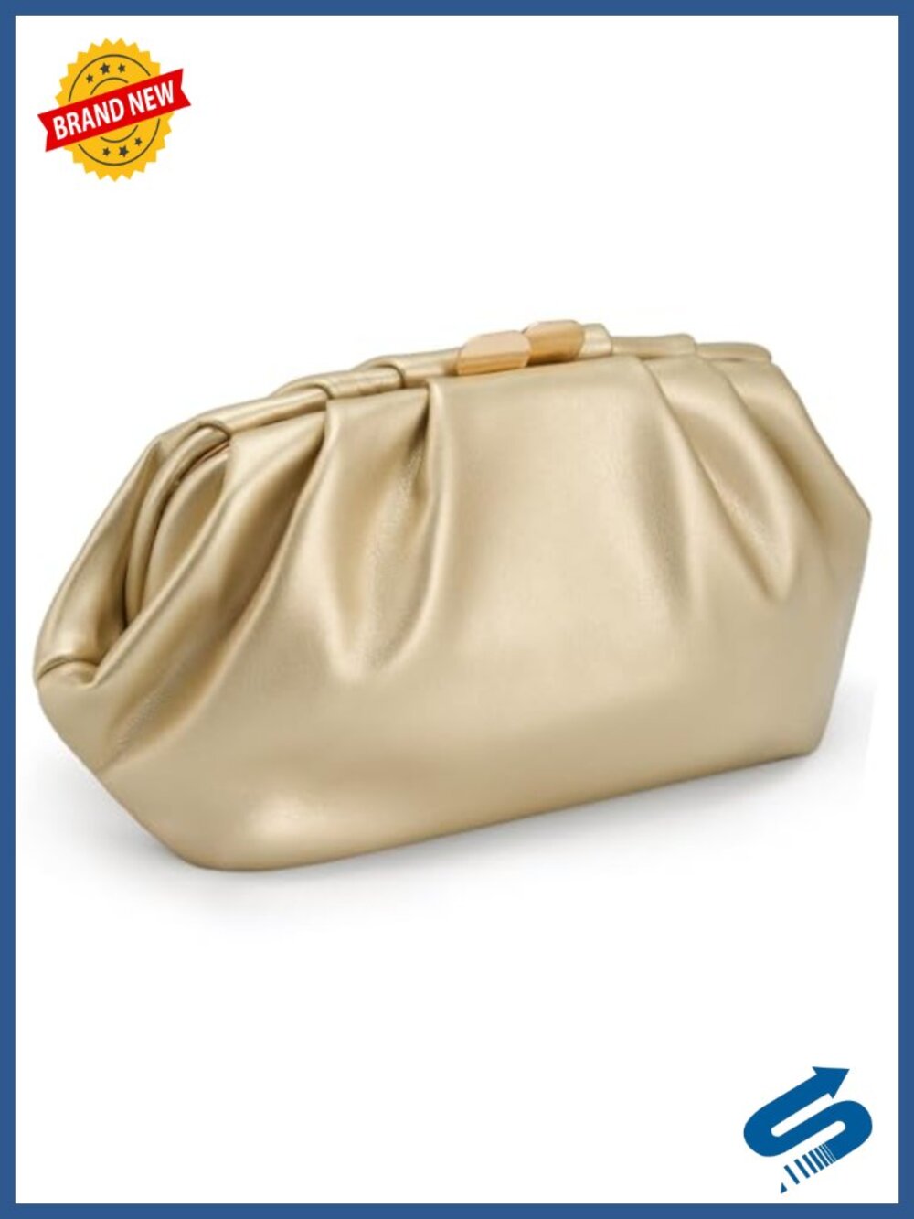 Gurina Pleated PU Clutch Purse Detachable Chain Evening Bag